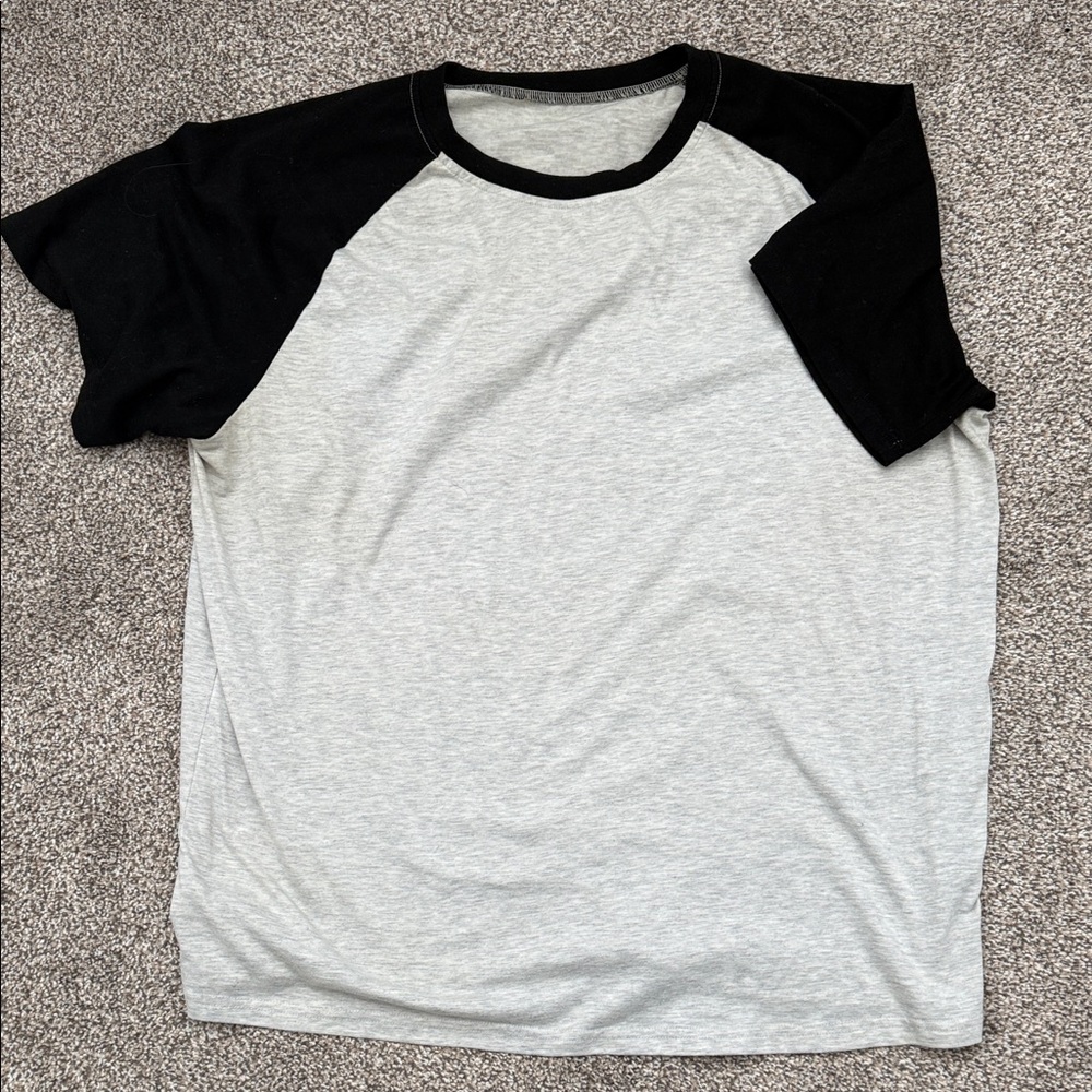 Black & Gray Raglan Tee | Casual Colorblock T-Shirt | Poly-Cotton Blend
